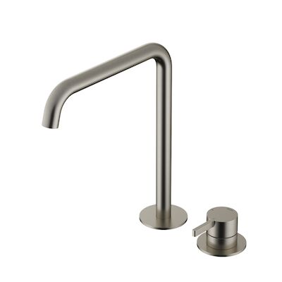 Wastafel Mengkraan Hotbath ace 2-gats Met draaibare uitloop 28 cm Geborsteld Nikkel