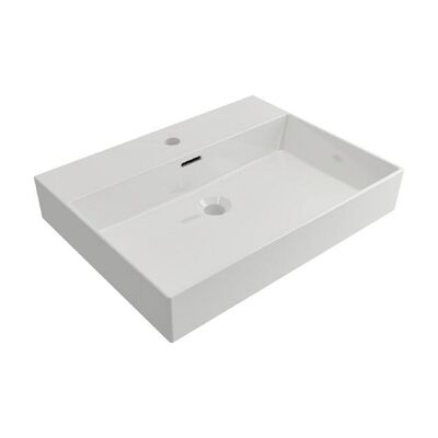 Wastafel Plieger Kansas 1 Kraangat 60×46,6 cm met Overloop Wit