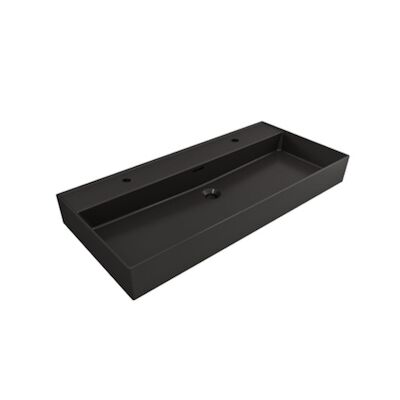 Wastafel Plieger Kansas 2 Kraangaten met Overloop 100×46,6 cm (Mat Wit en Mat Zwart)
