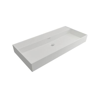Wastafel Plieger Kansas Zonder Kraangat 100×46,6 cm met Overloop Mat Wit