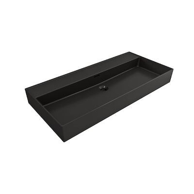 Wastafel Plieger Kansas Zonder Kraangat 100×46,6 cm met Overloop Mat Zwart