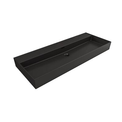 Wastafel Plieger Kansas Zonder Kraangat 120×46,6 cm met Overloop Mat Zwart