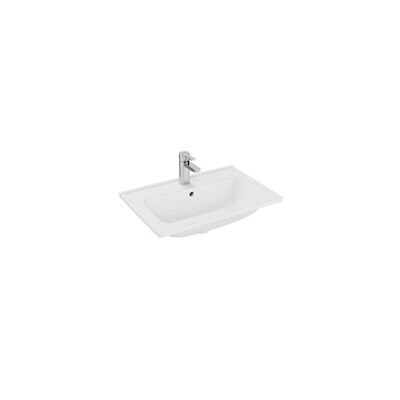 Wastafel Plieger Vitra Mia 1 Kraangat 40×60 cm Met Overloop Rechthoek Wit
