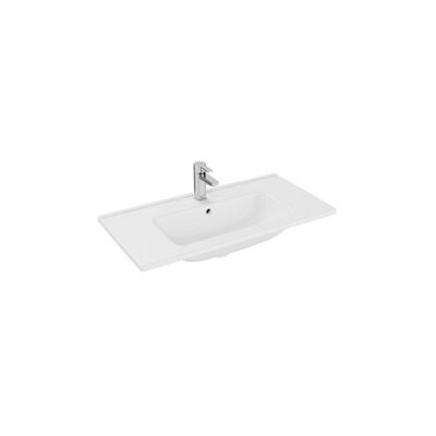 Wastafel Plieger Vitra Mia 1 Kraangat 40×80 cm Met Overloop Rechthoek Wit