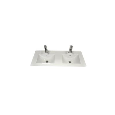 Wastafel Sanicare Dubbel Q1 Twee Kraangaten 120×45 cm Keramisch Wit (exclusief meubel)