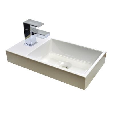 Wastafel Sanicare Q40 40×22 cm Mineraalmarmer Wit
