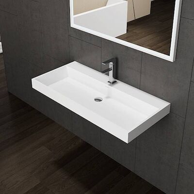 Wastafel Sanilux 60 cm Solid Surface Met 1 Kraangat Wit