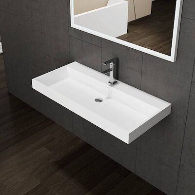 Wastafel Sanilux 60 cm Solid Surface Zonder Kraangat Wit