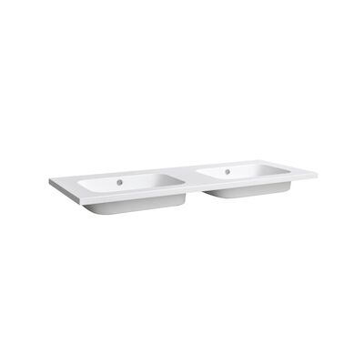 Wastafel Sanilux Classic 120x47x3 cm Mineraalmarmer Mat Wit Dubbel (2 kraangaten)