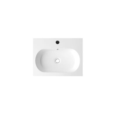 Wastafel Sanilux Compact Line Mineraalmarmer 1 Kraangat En Overloop 60 cm Wit