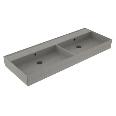 Wastafel Sanilux Edge Keramiek 120 Dubbele Wasbak 0 Kraangaten Warm Beton