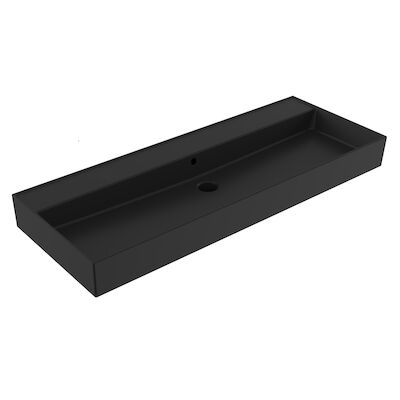 Wastafel Sanilux Edge Keramiek 120 Enkele Wasbak 0 Kraangaten Mat Zwart