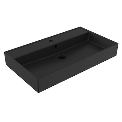 Wastafel Sanilux Edge Keramiek 80 1 Kraangat Mat Zwart