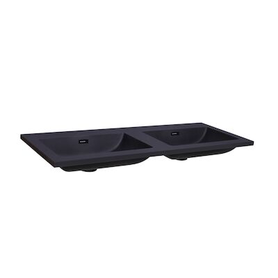 Wastafel Sanilux Quartz Classic 120x47x3 cm Dubbel Mat Zwart (0 kraangaten)