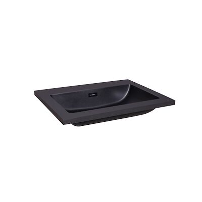 Wastafel Sanilux Quartz Classic 60x47x3 cm Keramiek Mat Zwart (0 kraangaten)