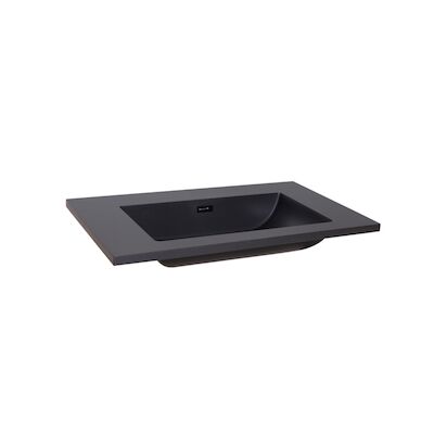 Wastafel Sanilux Quartz Classic 80x47x3 cm Quartz Mat Zwart (0 kraangaten)