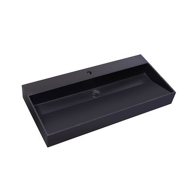Wastafel Sanilux Quartz Trend 100x47x12 cm Keramiek Mat Zwart (2 kraangaten)