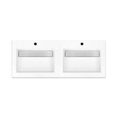Wastafel Sanilux Senza 120x47x5 cm Mineraalmarmer Met Verdekte Afvoer (2 Kraangaten)