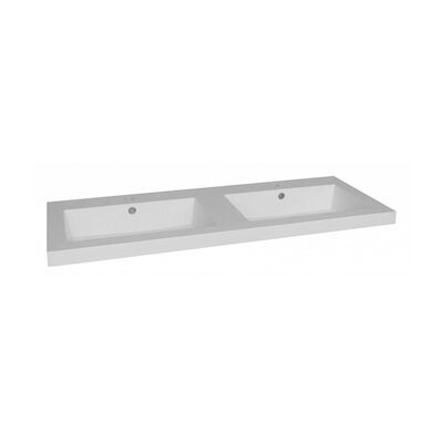 Wastafel Sanilux Trendline Mineraalmarmer 160 cm 2 Kraangaten Wit
