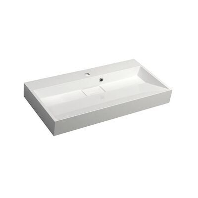 Wastafel Sapho Amur Rechthoek 90x46x12.5 cm Cast Marble Wit