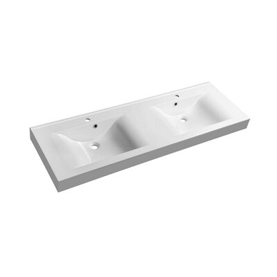 Wastafel Sapho Flavia Dubbel Rechthoek 150×50 cm Cast Marble Wit