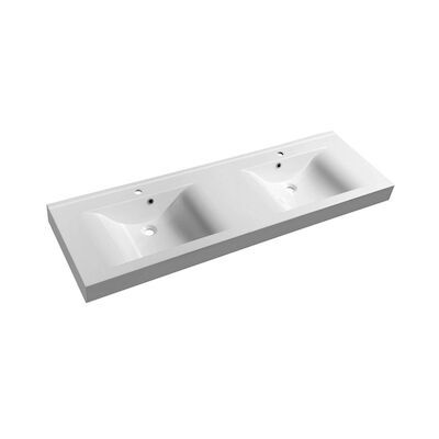 Wastafel Sapho Flavia Dubbel Rechthoek 160×50 cm Cast Marble Wit