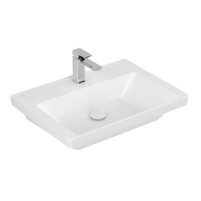 Wastafel Villeroy & Boch Subway 3.0 1 Kraangat Zonder Overloop 65x47x16.5 cm Wit Alpin