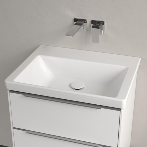 Wastafel Villeroy & Boch Subway 3.0 Met CeramicPlus Geen Kraangat Geen Overloop 60x47x16.5 cm Wit Alpin
