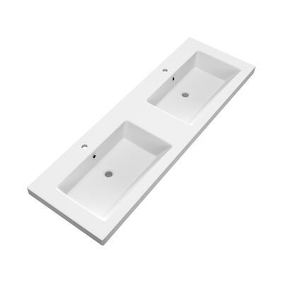 Wastafel Voor Meubel Exclusive Line Foggia 140 cm Mat Wit 2 kraangaten