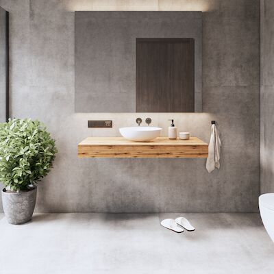 Wastafelblad Gliss Design Topdek 100×46 cm Ruw Natuur Incl. 2 Ophangbeugels