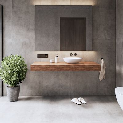 Wastafelblad Gliss Design Topdek 120×46 cm Oak Cognac Incl. 2 Ophangbeugels