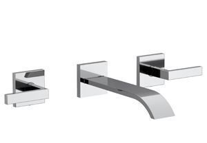 Wastafelkraan Cisal Wave 3-gats muur WA0075102A RVS Look