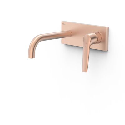 Wastafelkraan Inbouw Tres Fuji 18 Cm Met Bedieningsplaat Mat Rose Gold