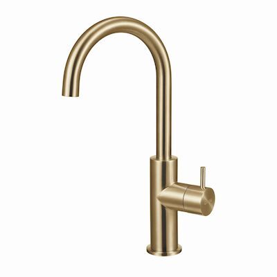 Wastafelkraan Qisani Flow Gebogen Geborsteld Goud