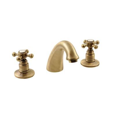 Wastafelmengkraan 3-gats Sapho Antea 2-knop Uitloop Gebogen 8.5 cm Brons (incl. waste)