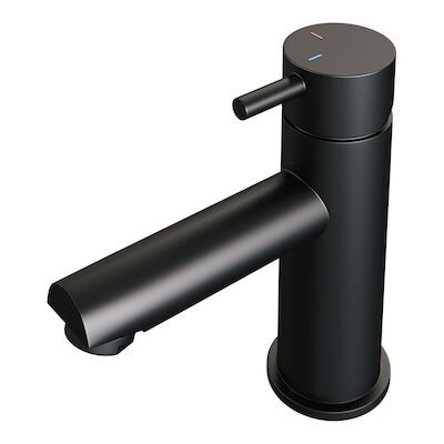 Wastafelmengkraan Brauer Black Edition Coldstart Opbouw Laag Korte Ronde Hendel Mat Zwart