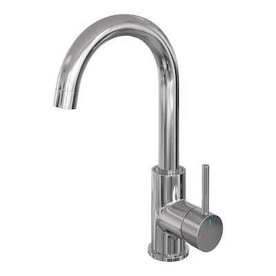 Wastafelmengkraan Brauer Chrome Carving Coldstart Opbouw Hoog Gebogen Ronde Hendel Chroom