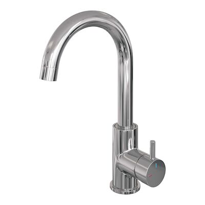 Wastafelmengkraan Brauer Chrome Edition Coldstart Opbouw Hoog Gebogen Korte Ronde Hendel Chroom