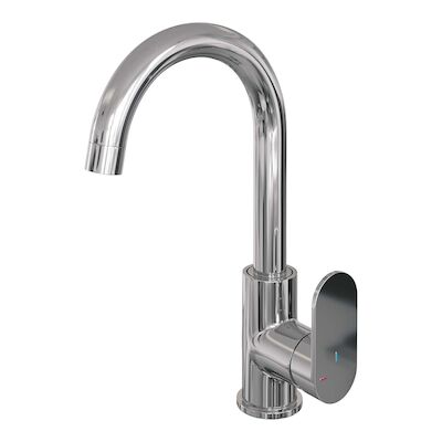 Wastafelmengkraan Brauer Chrome Edition Coldstart Opbouw Hoog Gebogen Platte Hendel Chroom