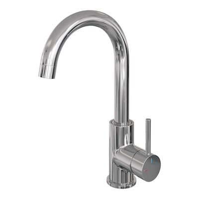 Wastafelmengkraan Brauer Chrome Edition Coldstart Opbouw Hoog Gebogen Ronde Hendel Chroom
