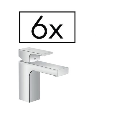 Wastafelmengkraan HansGrohe Vernis Shape Eengreeps 100 Zinc Met Trekwaste 6 Stuks Chroom