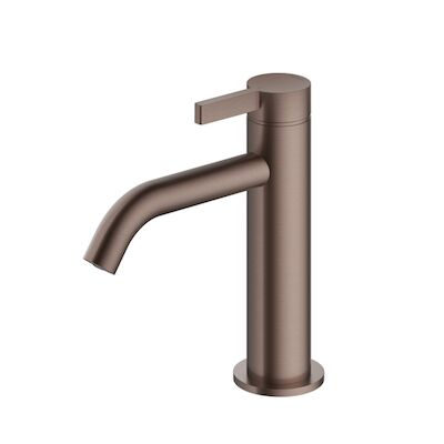 Wastafelmengkraan Hotbath Ace 1-Hendel Gebogen 15.5 cm Geborsteld Koper PVD