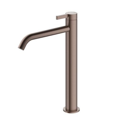 Wastafelmengkraan Hotbath Ace 1-Hendel Gebogen 28 cm Geborsteld Koper PVD