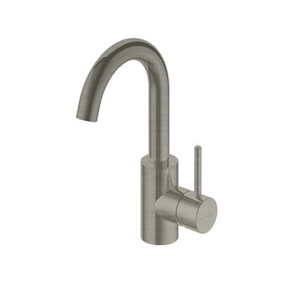 Wastafelmengkraan Hotbath Buddy Draaibare Uitloop 1-hendel Gebogen 27.5 cm Geborsteld Nikkel