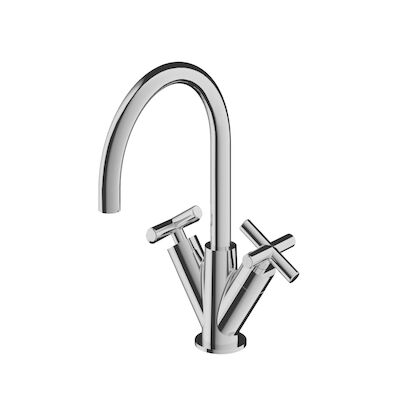 Wastafelmengkraan Hotbath Chap Draaibare Uitloop 1-hendel Gebogen 29.3 cm Chroom