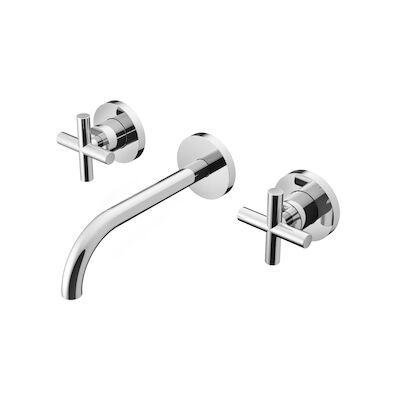 Wastafelmengkraan Hotbath Chap Inbouw 2-kruisgreep Gebogen 14.5 cm Chroom
