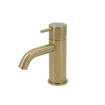 Wastafelmengkraan Hotbath Cobber 1-hendel Gebogen 14.3 cm Geborsteld Messing PVD