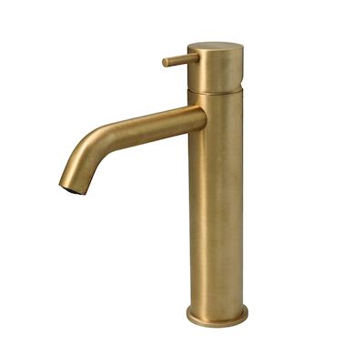 Wastafelmengkraan Hotbath Cobber 1-hendel Gebogen 21.6 cm Geborsteld Messing Living Colours