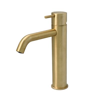 Wastafelmengkraan Hotbath Cobber 1-hendel Gebogen 21.6 cm Geborsteld Messing PVD