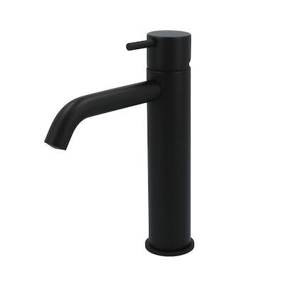 Wastafelmengkraan Hotbath Cobber 1-hendel Gebogen 21.6 cm Mat Zwart